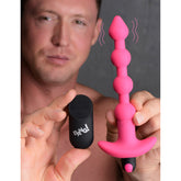 28X Remote Control Vibrating Silicone Anal Beads - Pink